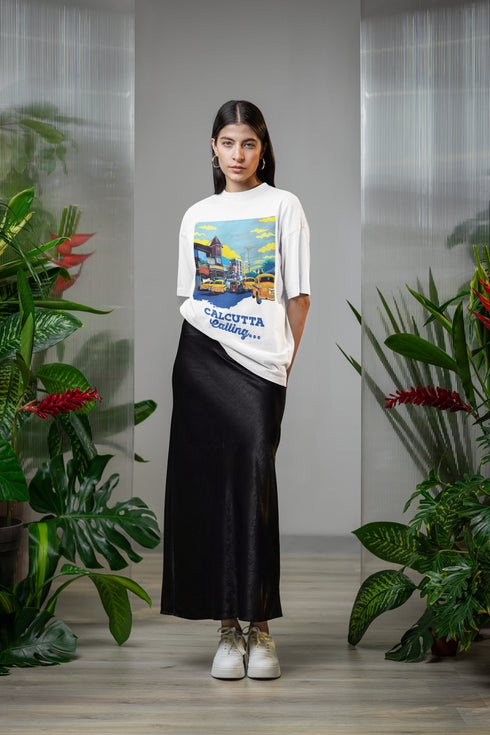 Printed T-Shirt - White - Calcutta Calling (Test)